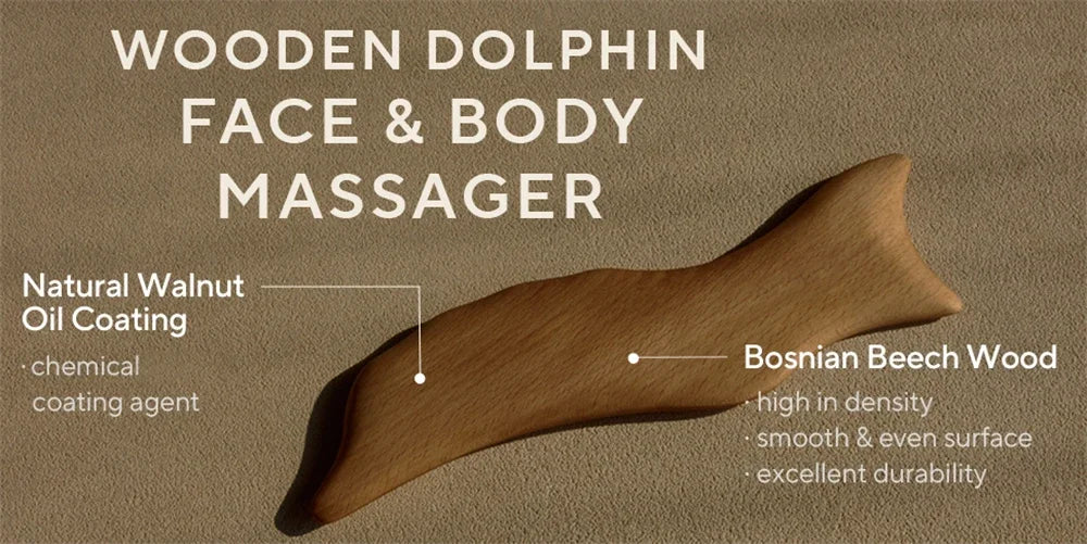 Wooden Dolphin Type Face & Body Massage Tool, Beech Wood Gua Sha, Body Massaging Tools, Home Promotes Healthier Body Circulation