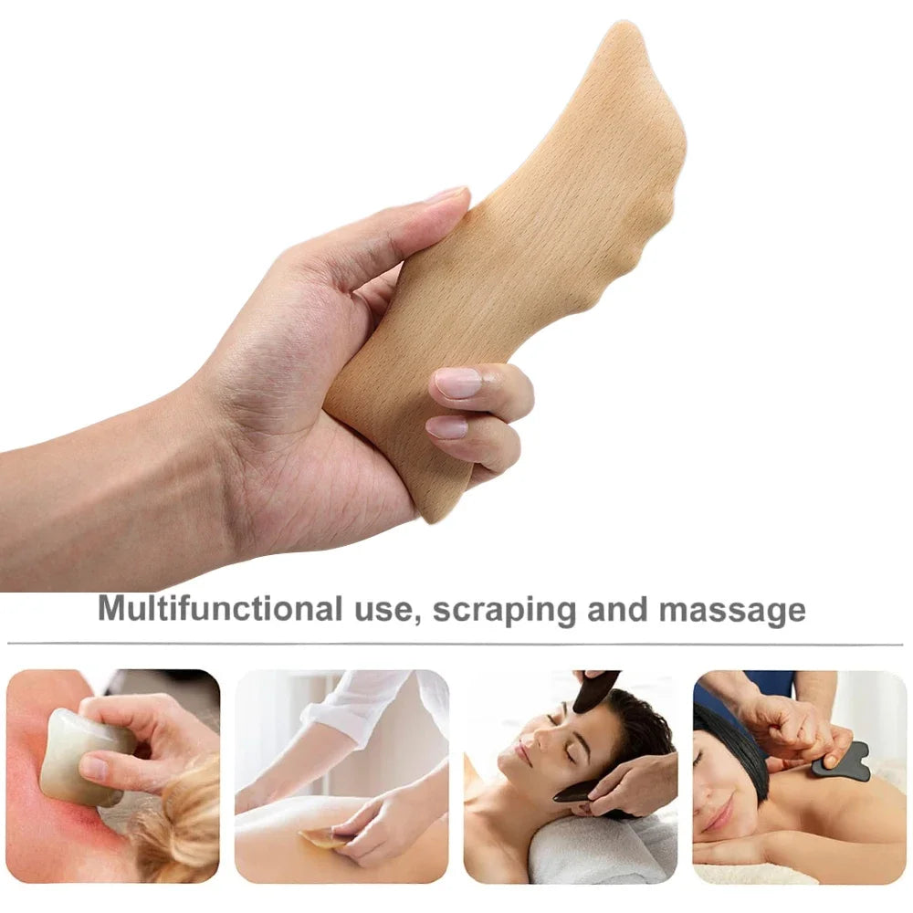 Wooden Dolphin Type Face & Body Massage Tool, Beech Wood Gua Sha, Body Massaging Tools, Home Promotes Healthier Body Circulation